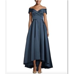 Xscape Off-Shoulder Navy Maxi Dress